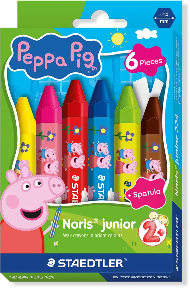 STAEDTLER Peppa Pig Noris Junior Waskrijtjes - 6 Stuks