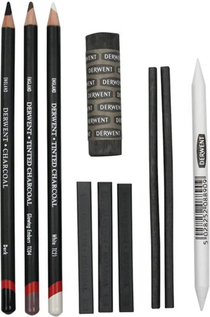 Derwent Houtskoolset - 10 Stuks - Zwart