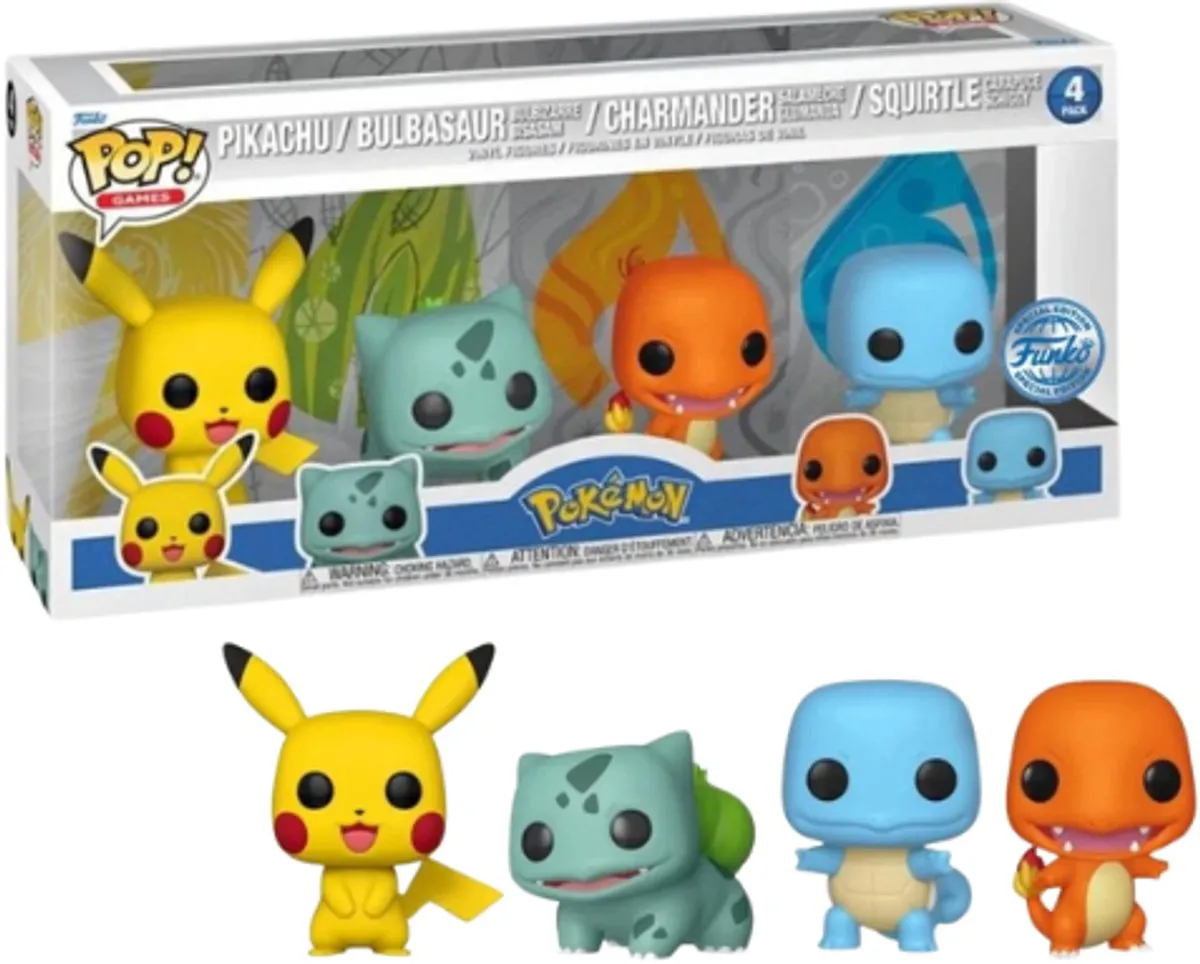 Funko Pop! Pokémon 4 Pack - Pikachu/Bulbasaur/Charmander/Squirtle