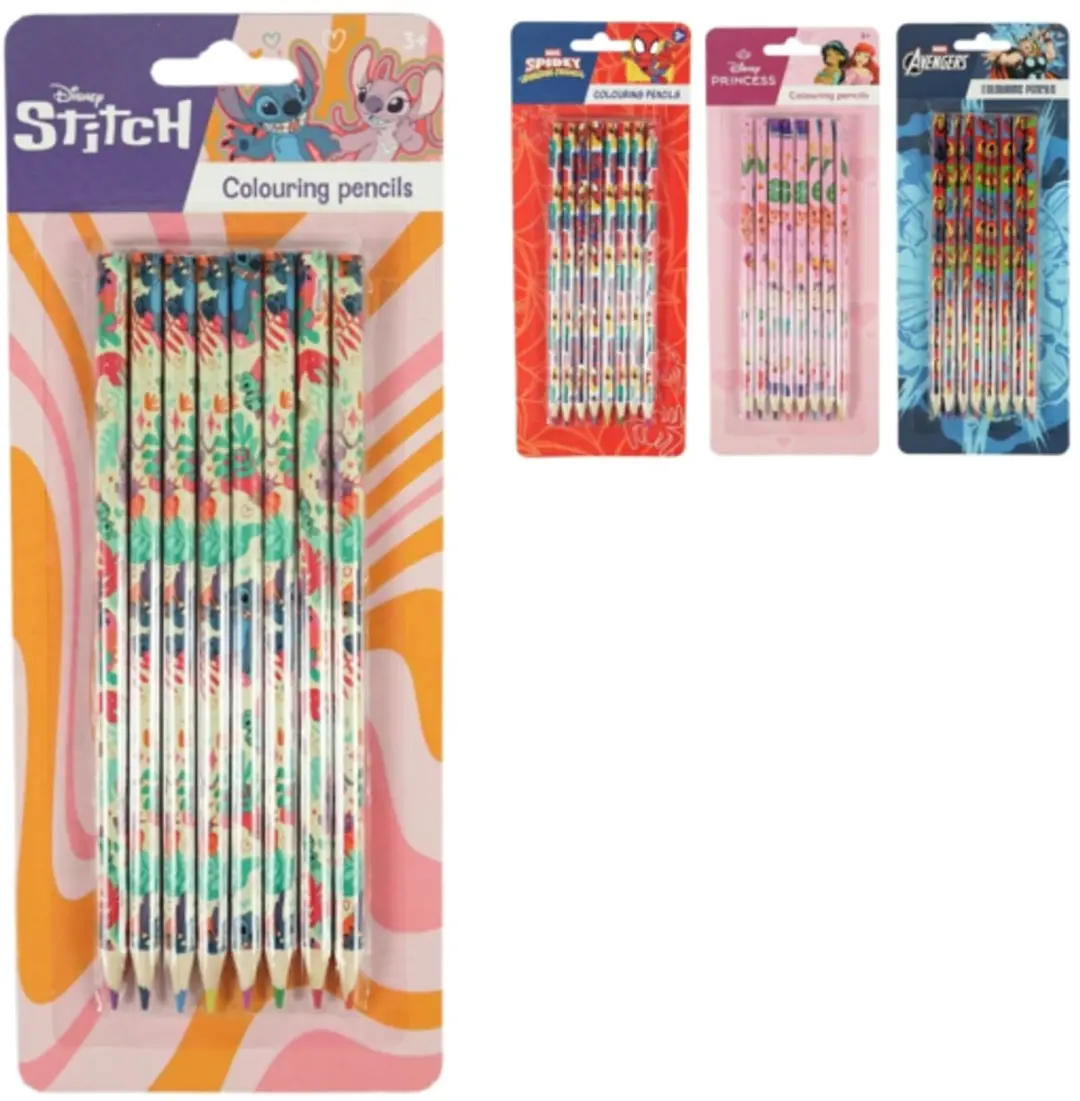 Disney Kleurpotloden Spidey Stitch Avengers Princess - 32 Stuks (4x8)