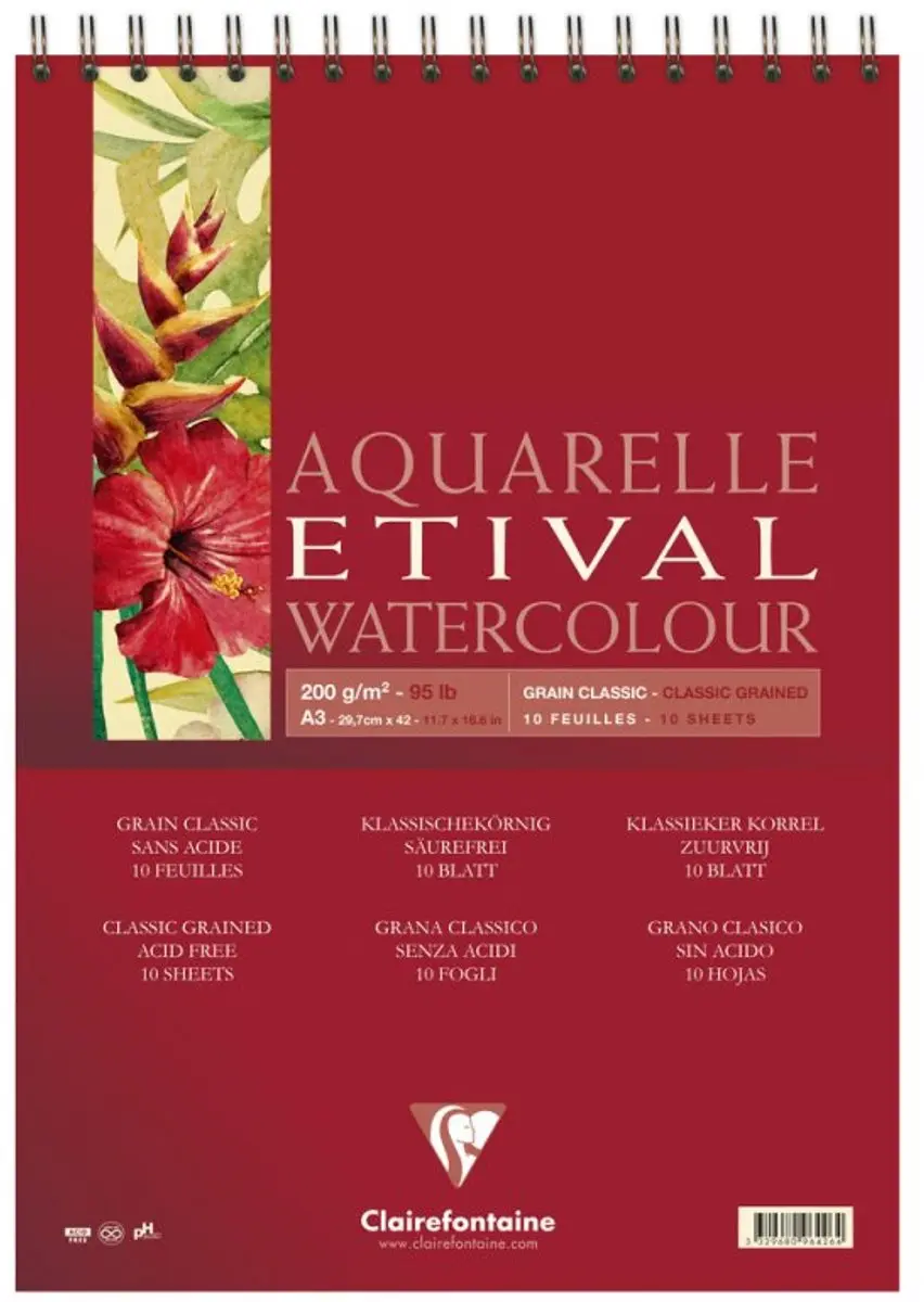 Clairefontaine Etival Aquarelblok 200g - Spiraal