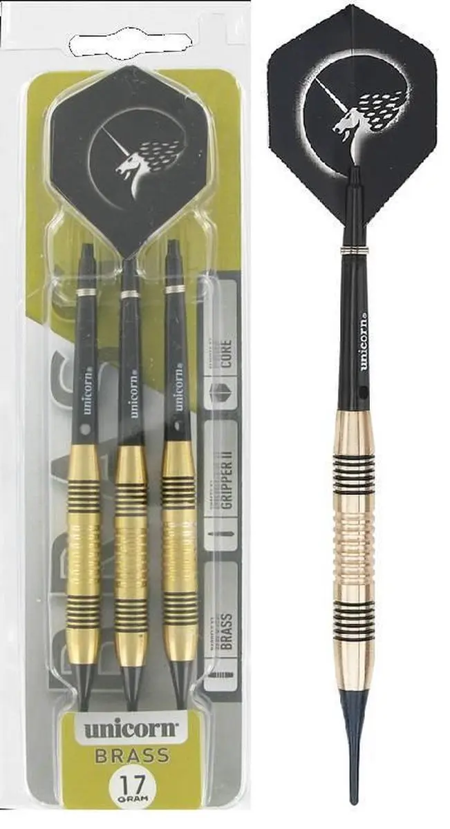 Unicorn Brass Core Soft Tip Dartpijlen 17g - 3 Stuks - afbeelding 6 van 6