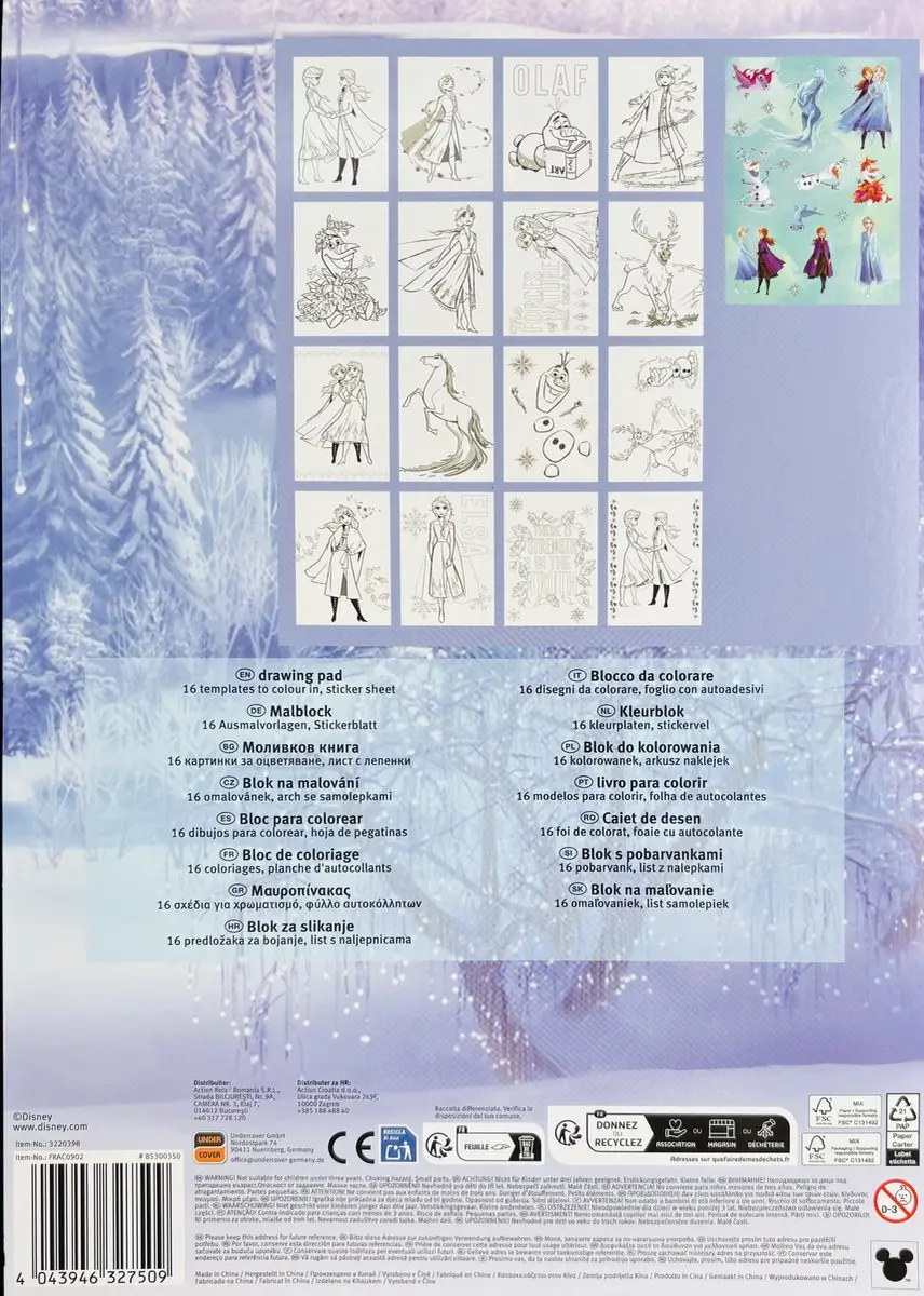 Disney Frozen Kleurboek Elsa Anna Olaf - 17 Pagina's - Blauw/Paars