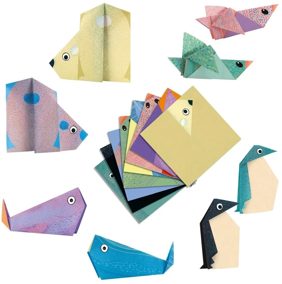 Djeco Origami Polardieren Knutselset - 24 Vellen Multicolor