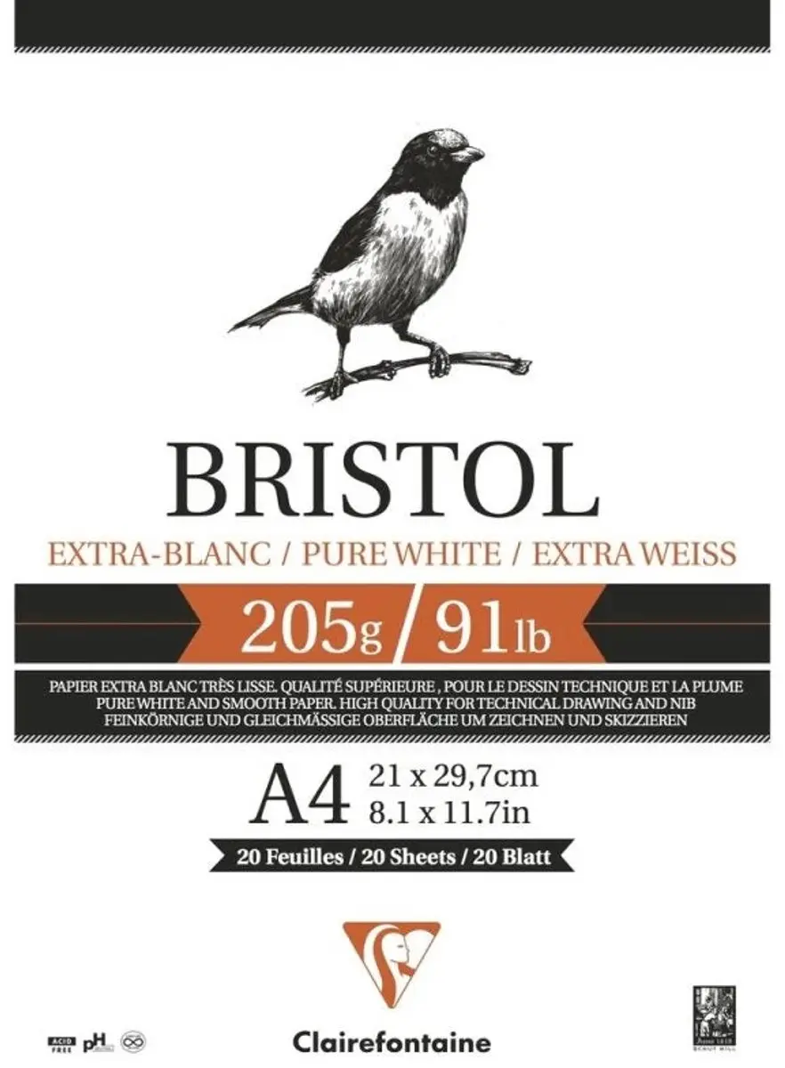 Clairefontaine Bristol Extra 320g A4 Etui 6 Blad - Wit