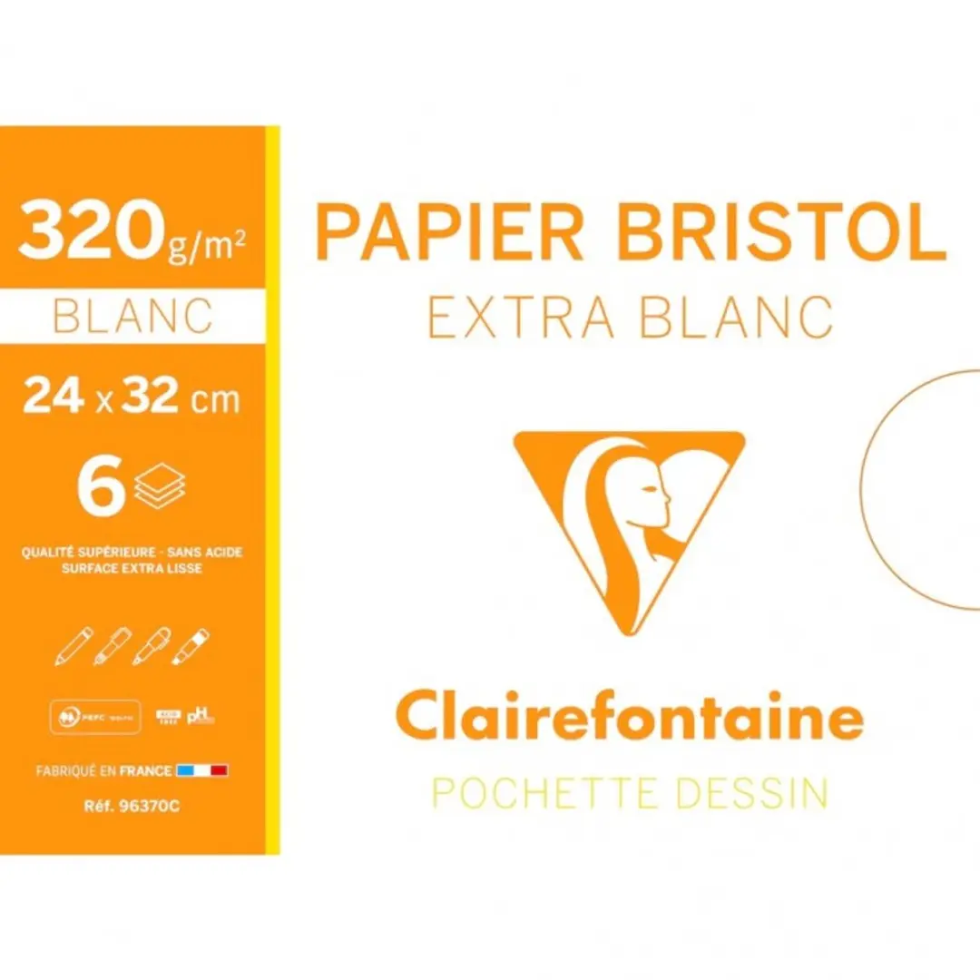 Clairefontaine Bristol Extra 320g A4 Etui 6 Blad