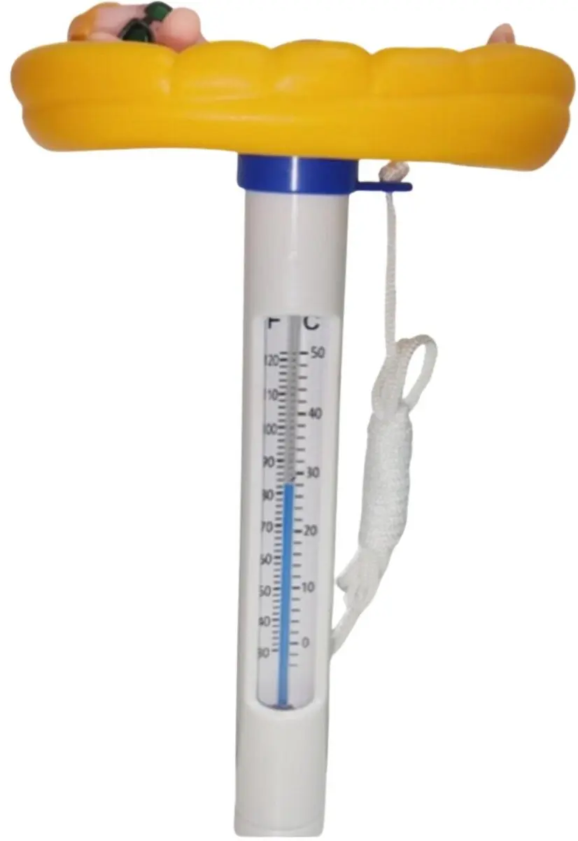Bellatio Design Zwembadthermometer Bootje - 25cm - Geel