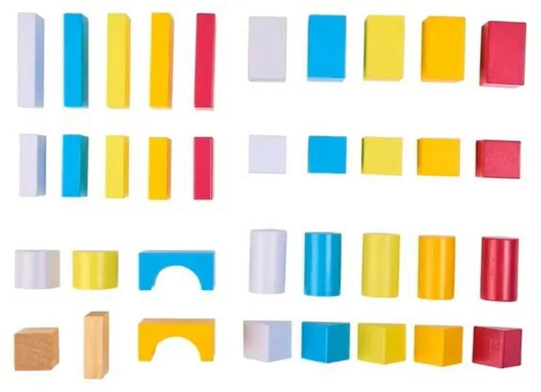 Playing Kids Houten Blokkenset 50-delig - Gekleurd