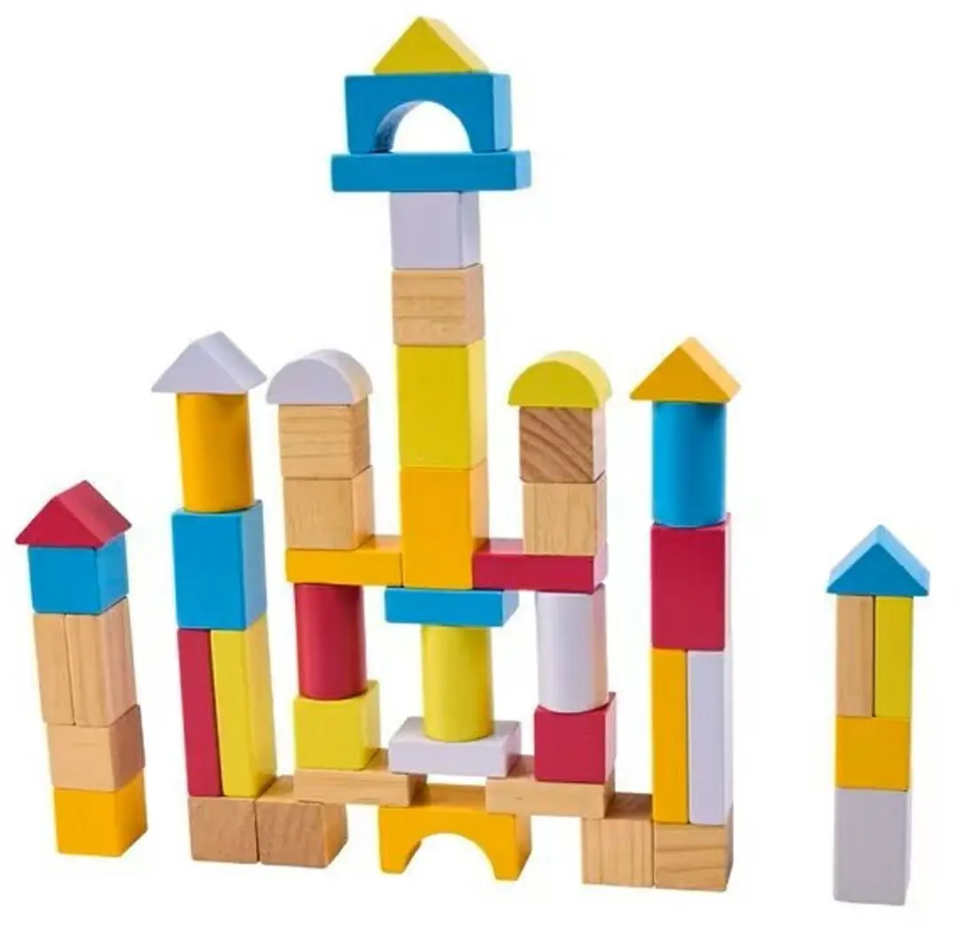 Playing Kids Houten Blokkenset 50-delig - Gekleurd