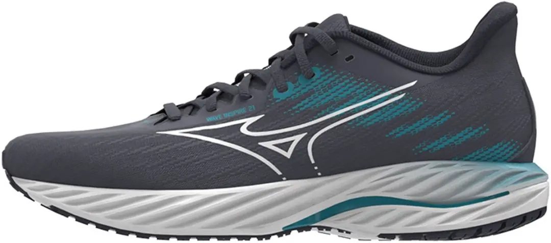 Mizuno Wave Inspire 21 Heren Hardloopschoenen 46 - Donkergrijs/Wit/Blauw