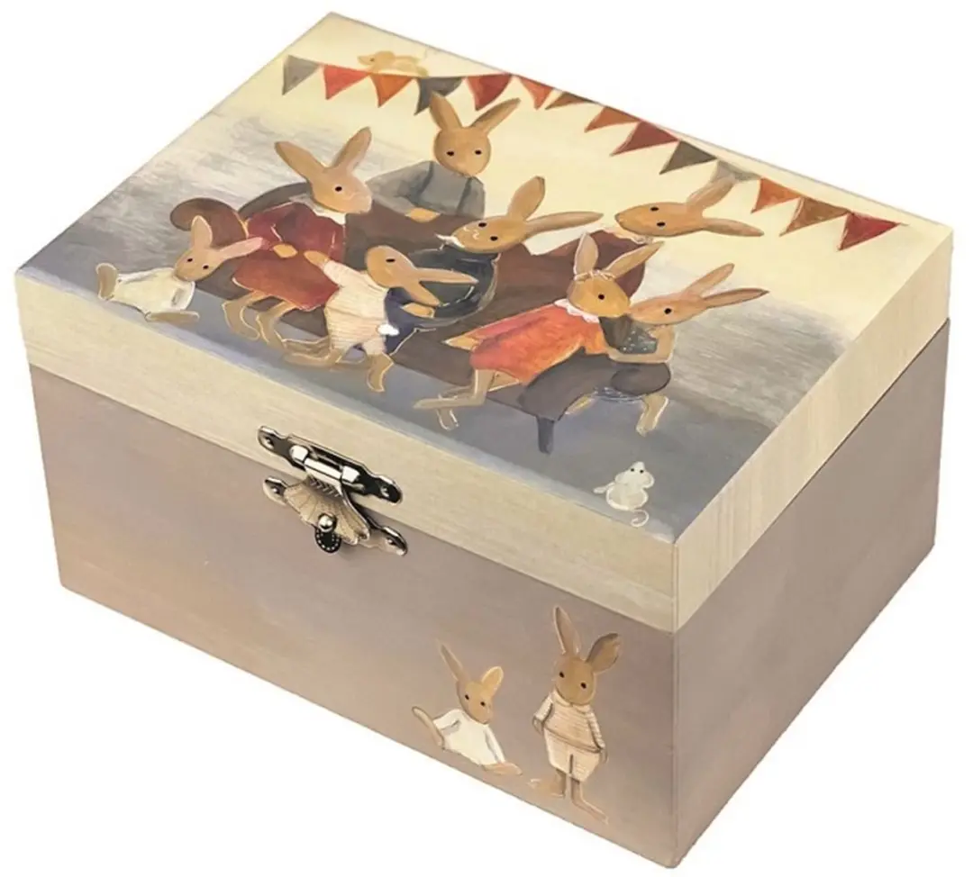 Egmont Toys Muziekdoos Sieradenkistje - Thema Verjaardag Konijntjes - 15x11,5x8,5cm - Multicolor