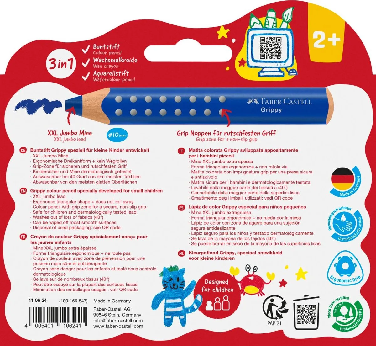 Faber-Castell Grippy XXL Kleurpotloden - 10 Stuks - Meerkleurig