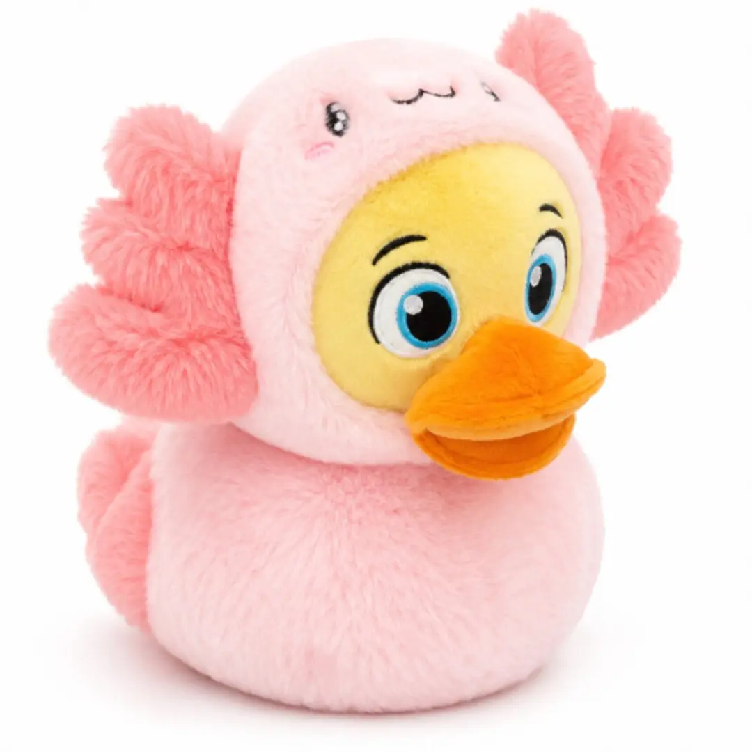 Topknuffels Eend in Axolotl Outfit Pluche Knuffel 30cm
