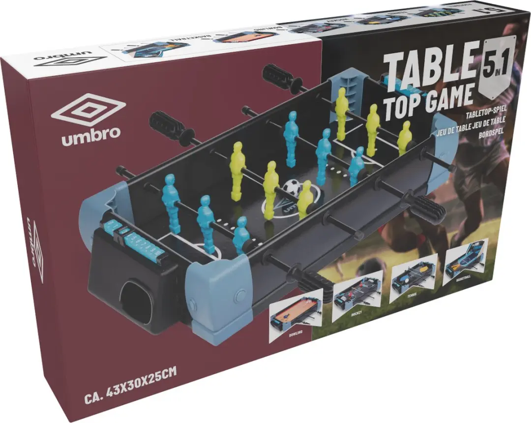 Umbro 5-in-1 Tafelvoetbalspel 61cm - Zwart/Blauw