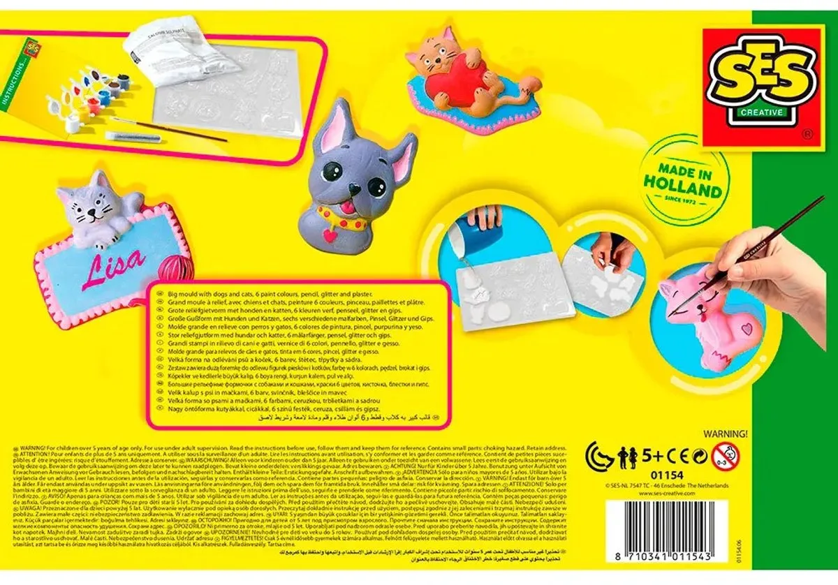 SES Creative Hobby Pink Gieten & Schilderen - Katten & Honden - 9 Stuks