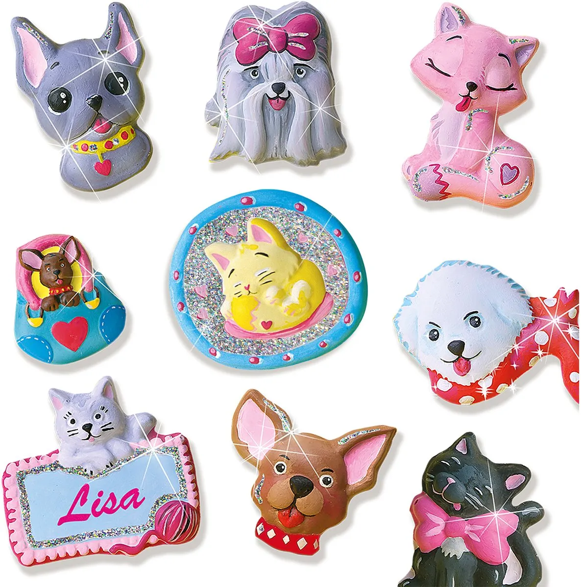 SES Creative Hobby Pink Gieten & Schilderen - Katten & Honden - 9 Stuks