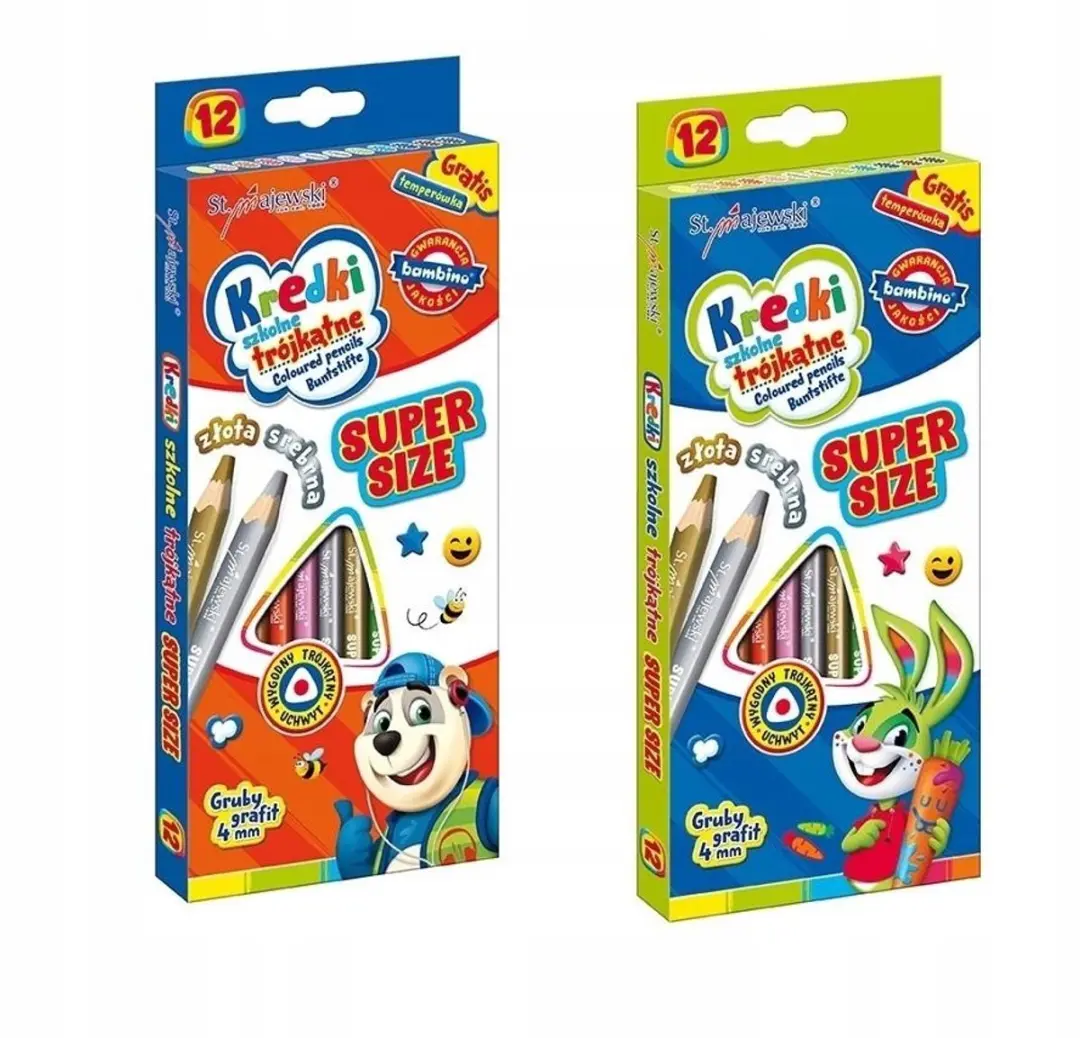 Bambino Super Size Driehoekige Kleurpotloden 12 Stuks - Multicolor