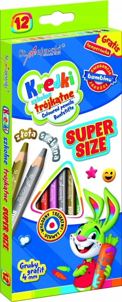 Bambino Super Size Driehoekige Kleurpotloden 12 Stuks - Multicolor