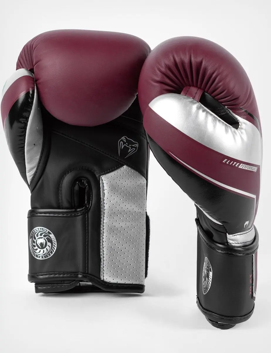 Venum Elite Evo Bokshandschoenen 10 OZ - Bordeaux/Zilver