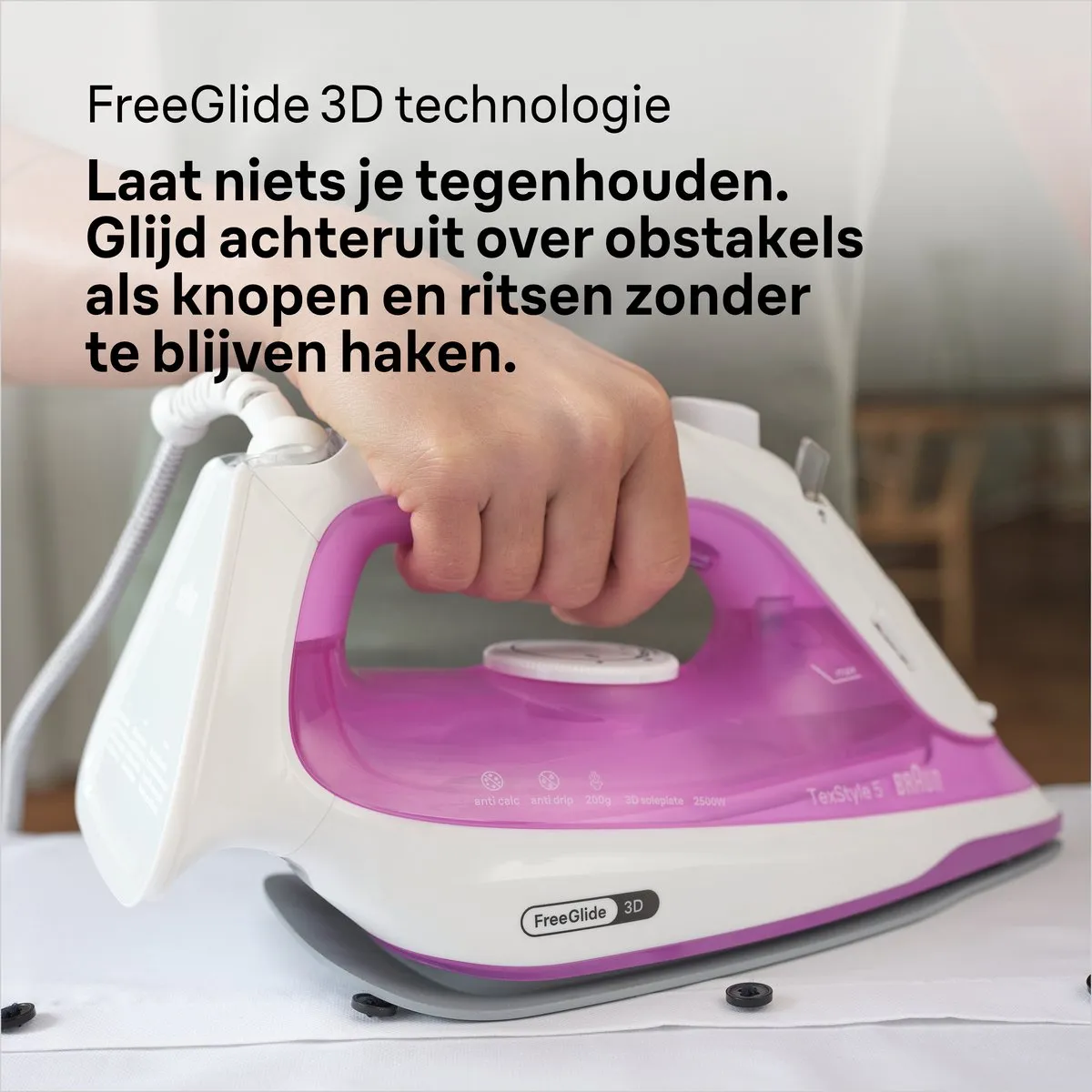 Braun TexStyle 5 SI5225PU - Stoomstrijkijzer - Glijdt Moeiteloos Achteruit - Zelfreinigend - Paars