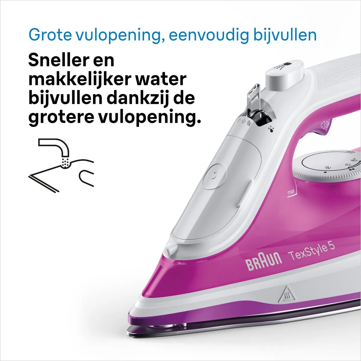 Braun TexStyle 5 SI5225PU - Stoomstrijkijzer - Glijdt Moeiteloos Achteruit - Zelfreinigend - Paars