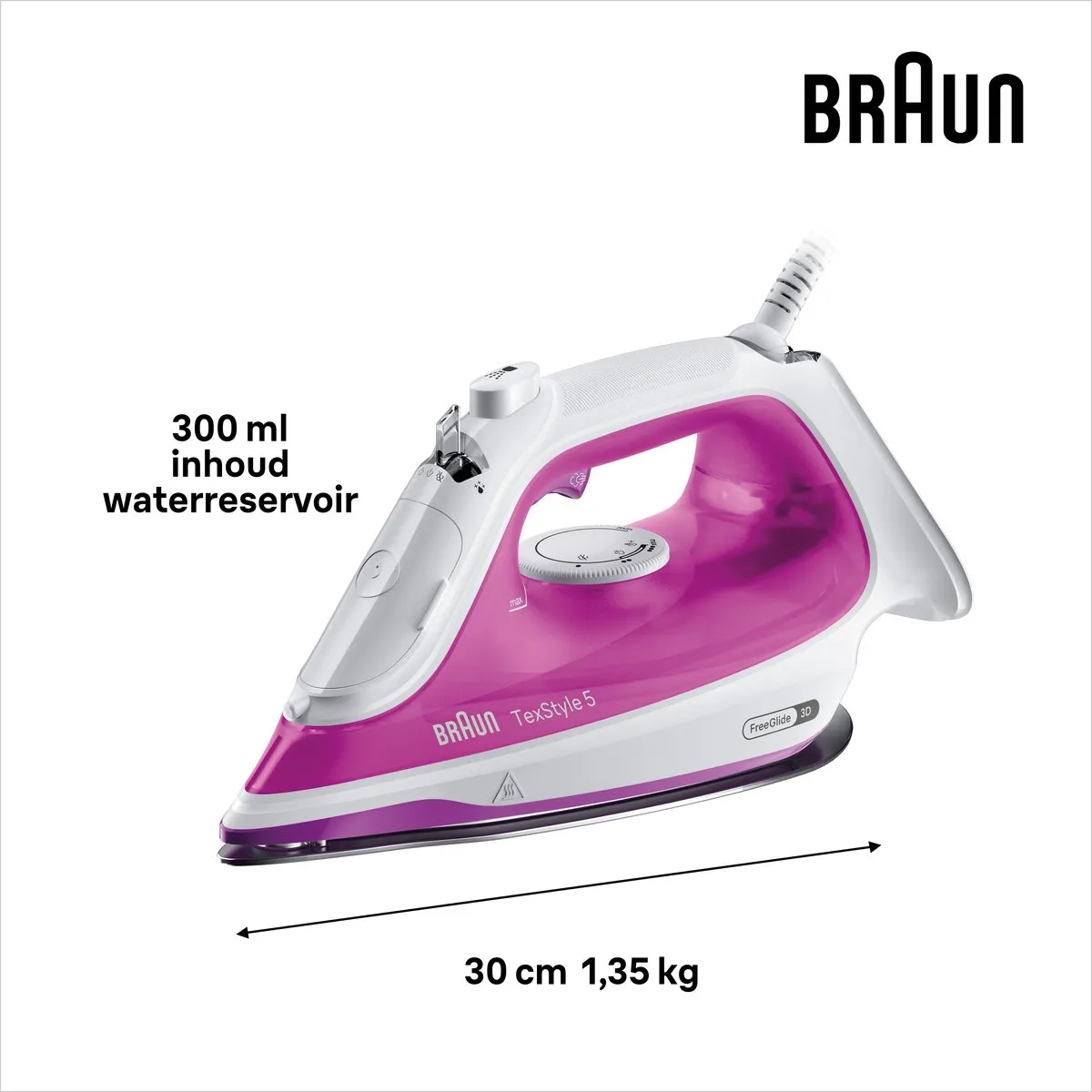 Braun TexStyle 5 SI5225PU - Stoomstrijkijzer - Glijdt Moeiteloos Achteruit - Zelfreinigend - Paars