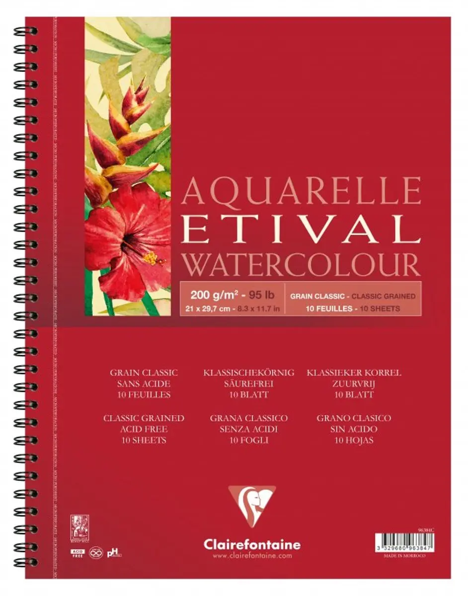 Clairefontaine Etival Aquarelblok 300g A3 Spiraal