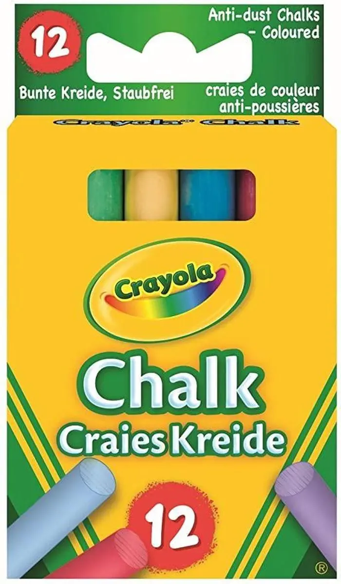 Crayola Bordkrijt 12 Stuks - 6 Primaire Kleuren - Veelkleurig