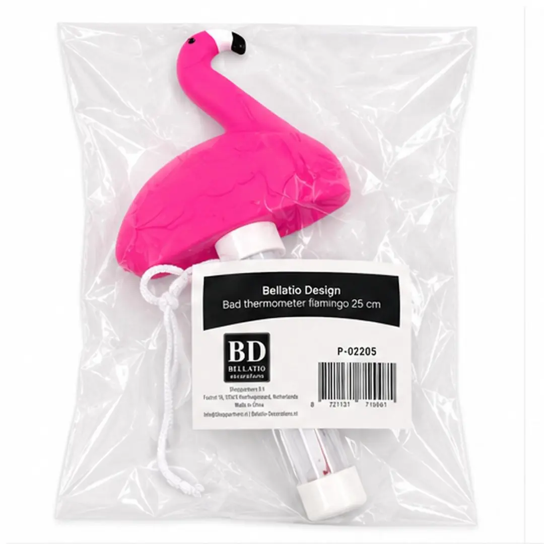 Bellatio Design Zwembadthermometer Flamingo - Roze - 25 cm