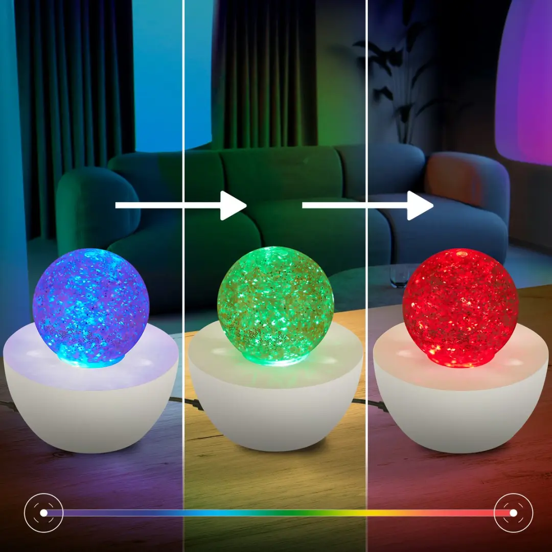 Briloner Glitter Discolamp 7719016 - RGB Tafellamp - Wit Ø12cm - afbeelding 3 van 6