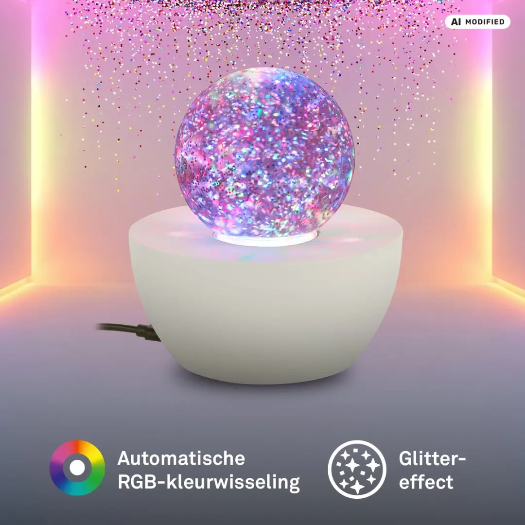 Briloner Glitter Discolamp 7719016 - RGB Tafellamp - Wit Ø12cm - afbeelding 5 van 6