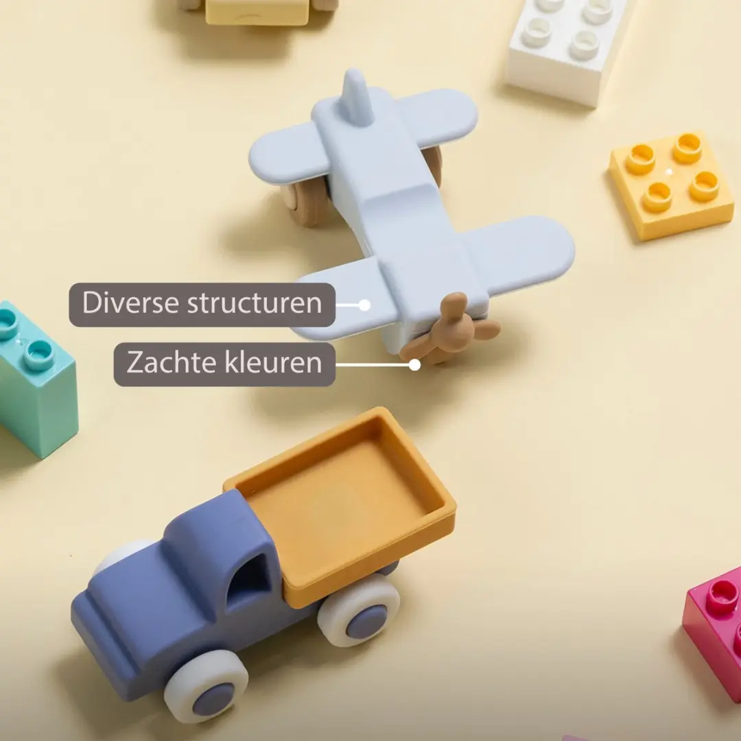 Nattou Silicone Vrachtwagen & Vliegtuig - Blauw