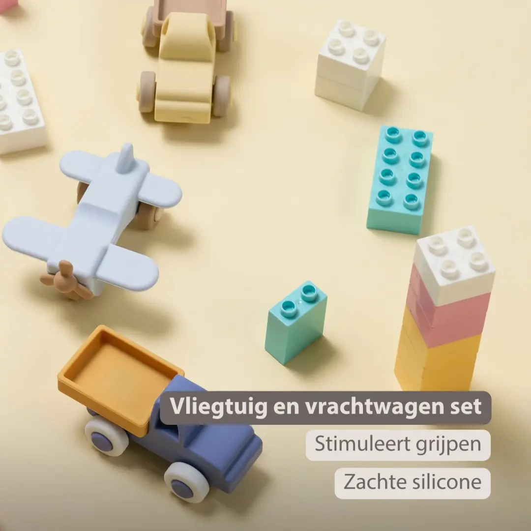 Nattou Silicone Vrachtwagen & Vliegtuig - Blauw