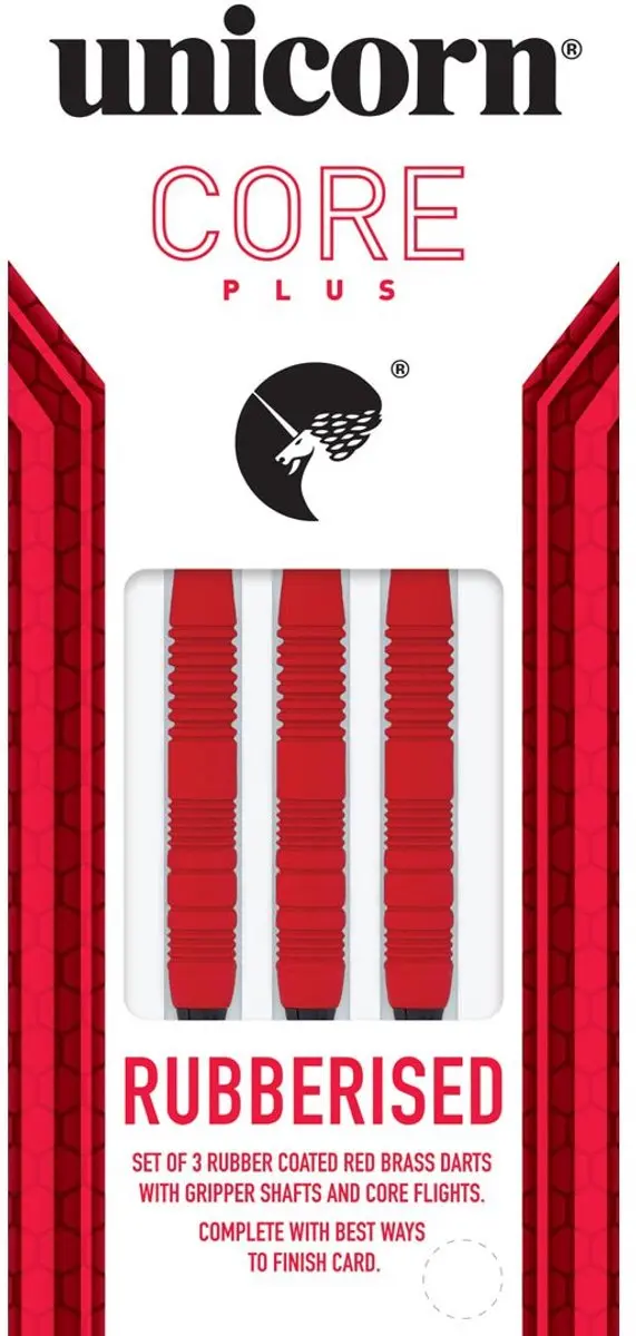 Unicorn Core Plus Rubberised Darts - 3 Stuks - Rood