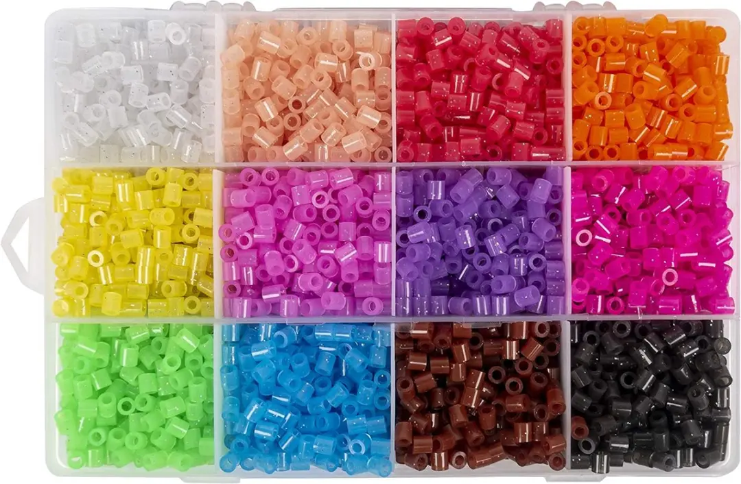 Glitter Diverse Strijkkralen Kit, 4000 Stuks, 5 mm, 12 Kleuren, Navulset, Strijk
