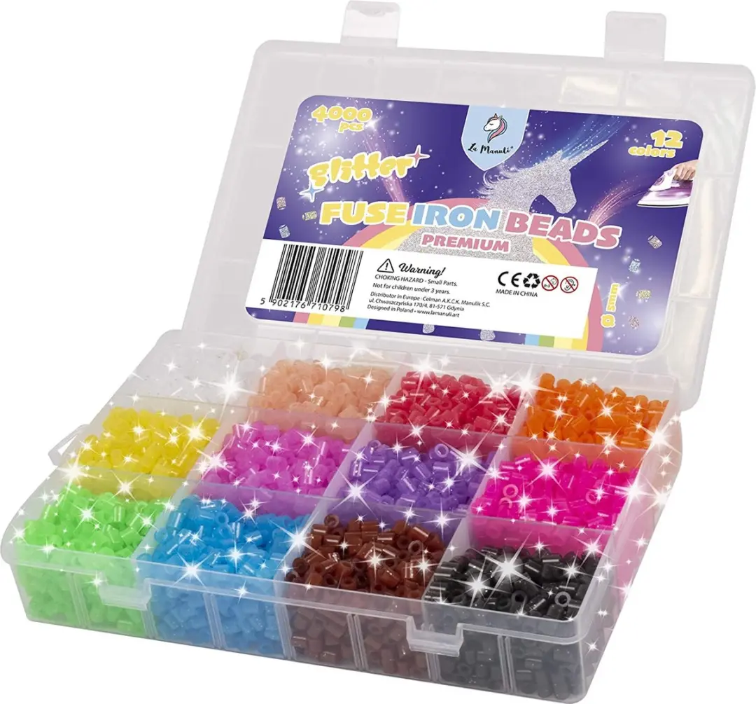 Games Workshop Glitter Strijkkralen Kit 4000 Stuks - 5mm - 12 Kleuren
