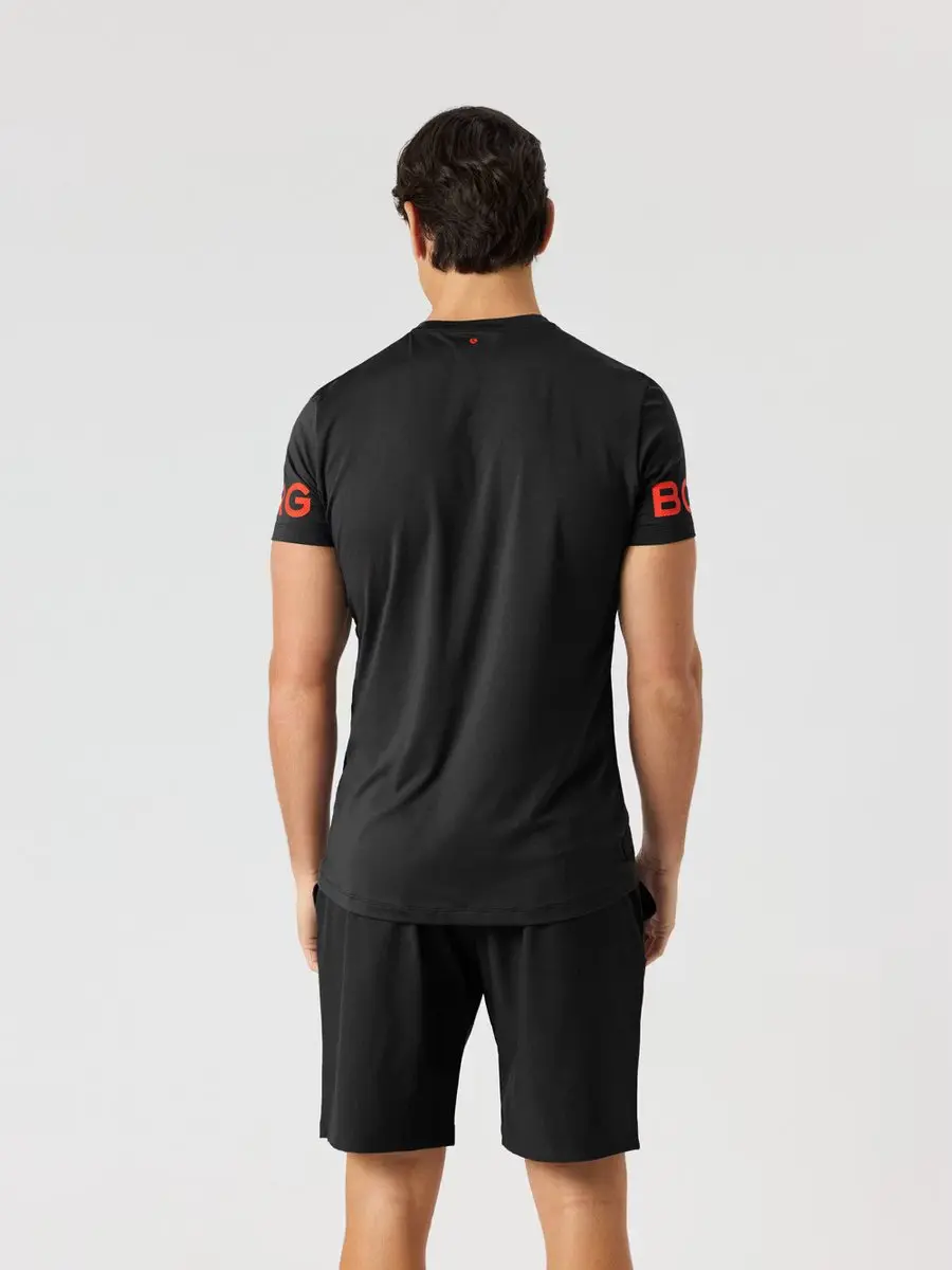 Björn Borg Heren Sportshirt Korte Mouw S - Zwart/Rood