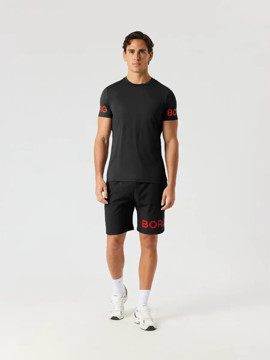 Björn Borg Heren Sportshirt Korte Mouw S - Zwart/Rood