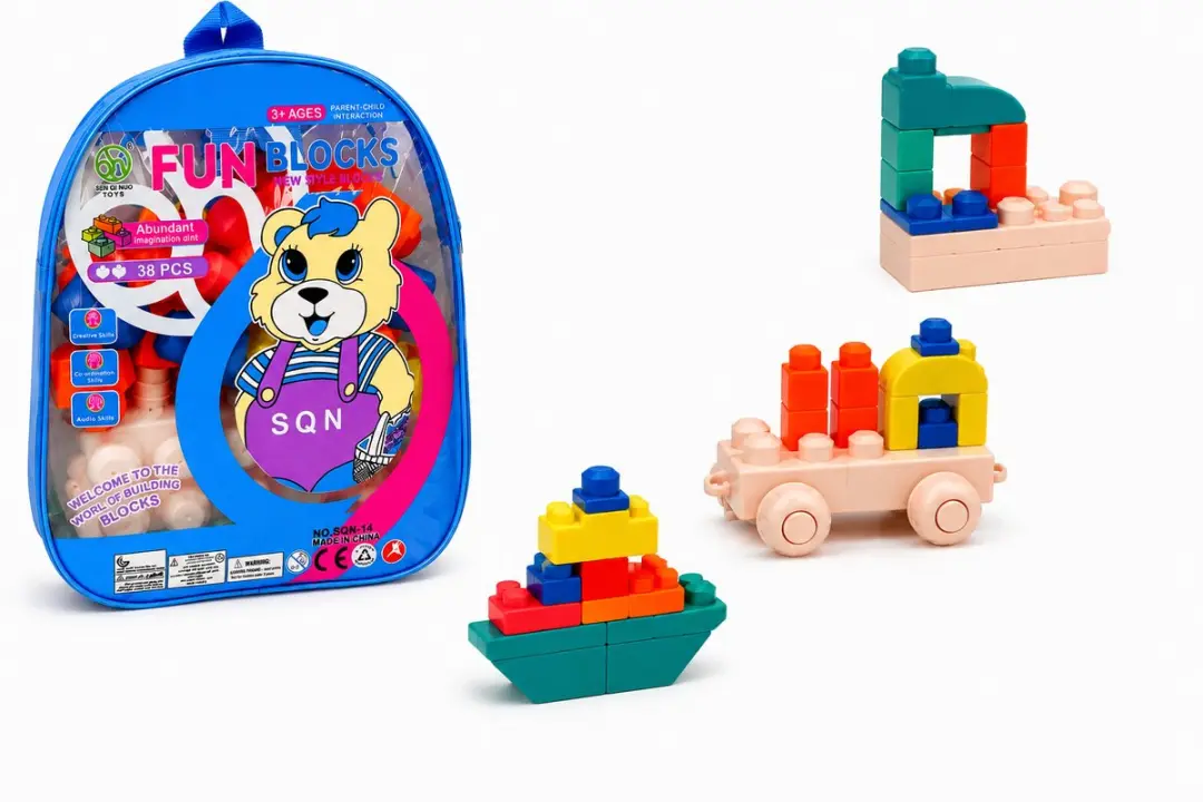 YJ Toys Siliconen Bouwblokken SQN-14 - 38 Stuks - Blauw