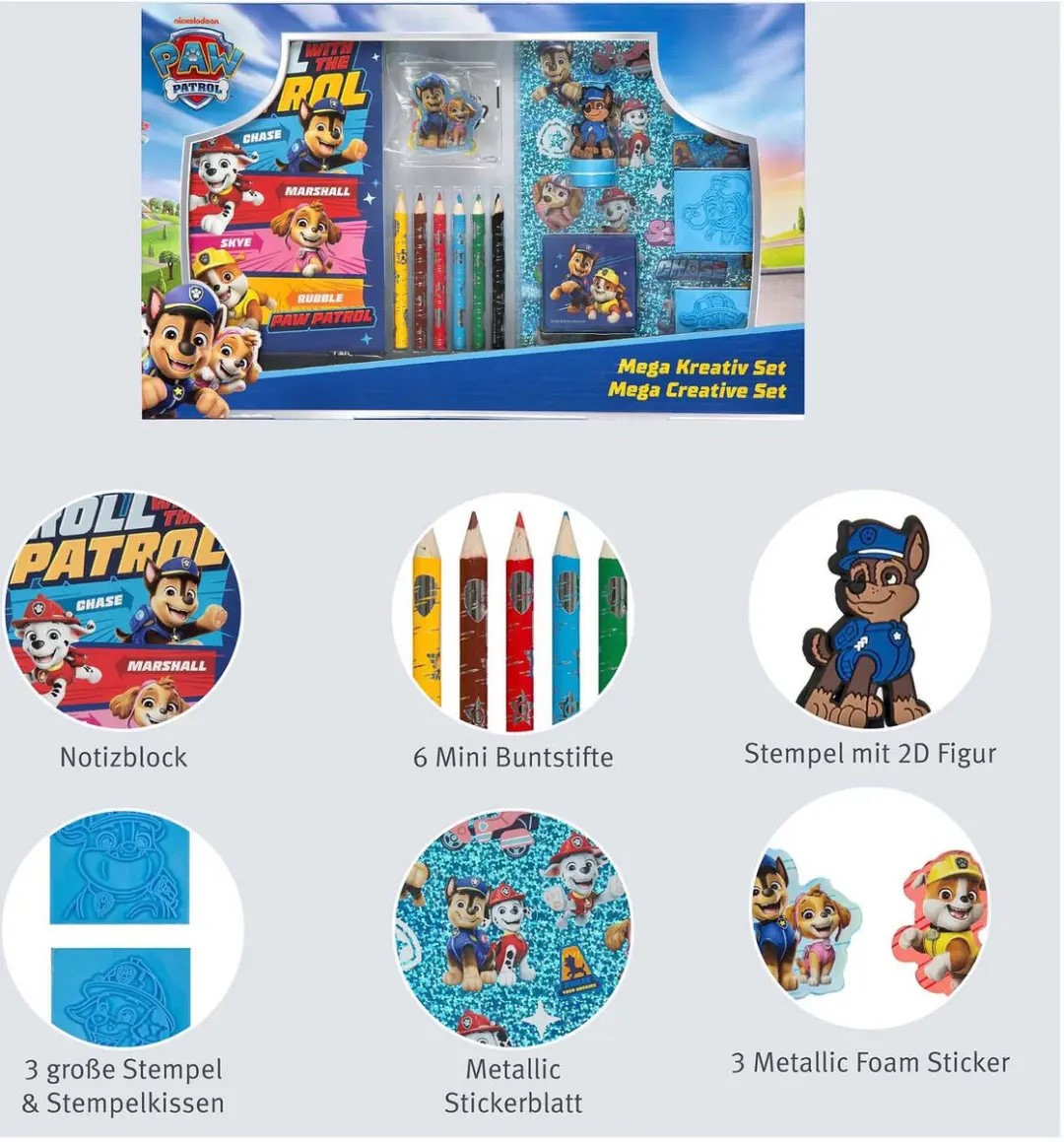 Van der Meulen Paw Patrol Kleur- en Stempelset - 15dlg. Blauw