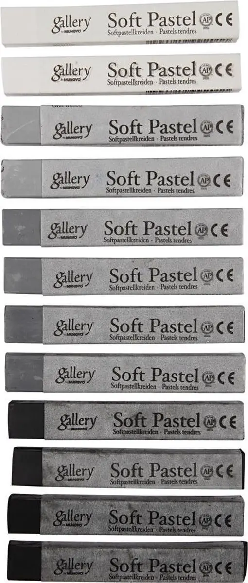 Creativ Company Gallery Soft Pastel Set 12 Stuks - 10mm x 6,5cm Grijs