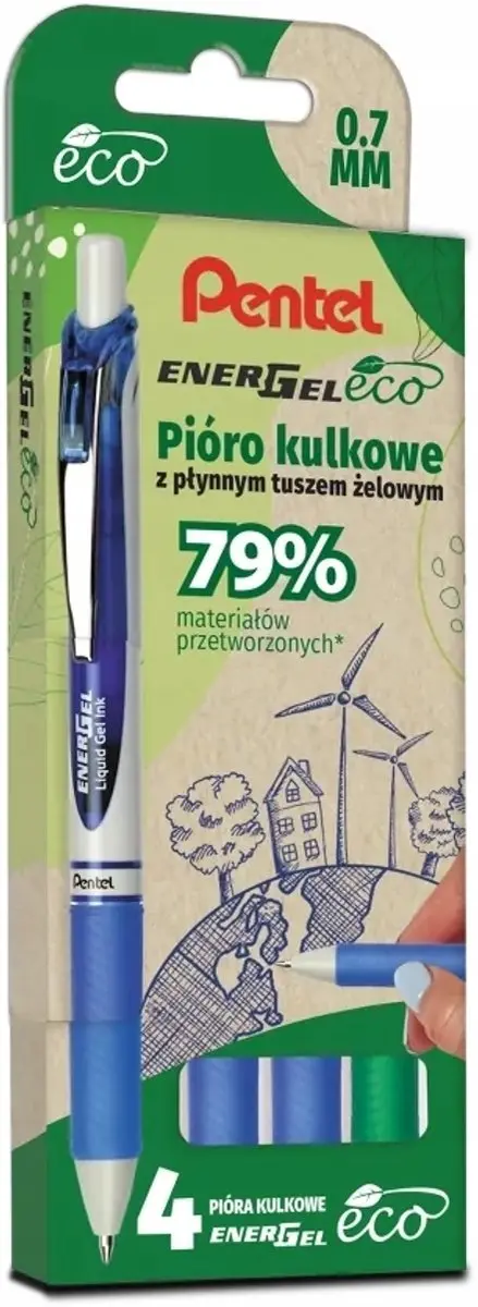 Pentel EnerGel Eco BL77 Gelpen Set - 4 Stuks