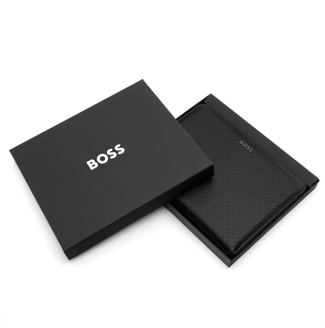 BOSS Monogram Zipped A4 Schrijfmap - 4 Vakken - Zwart