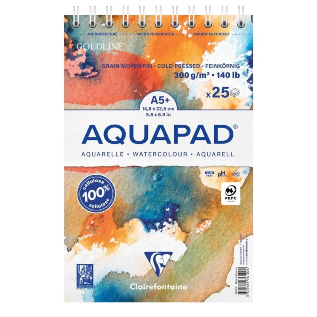 Clairefontaine Goldline Aquapad A5 Aquarelpapier 25 Vel