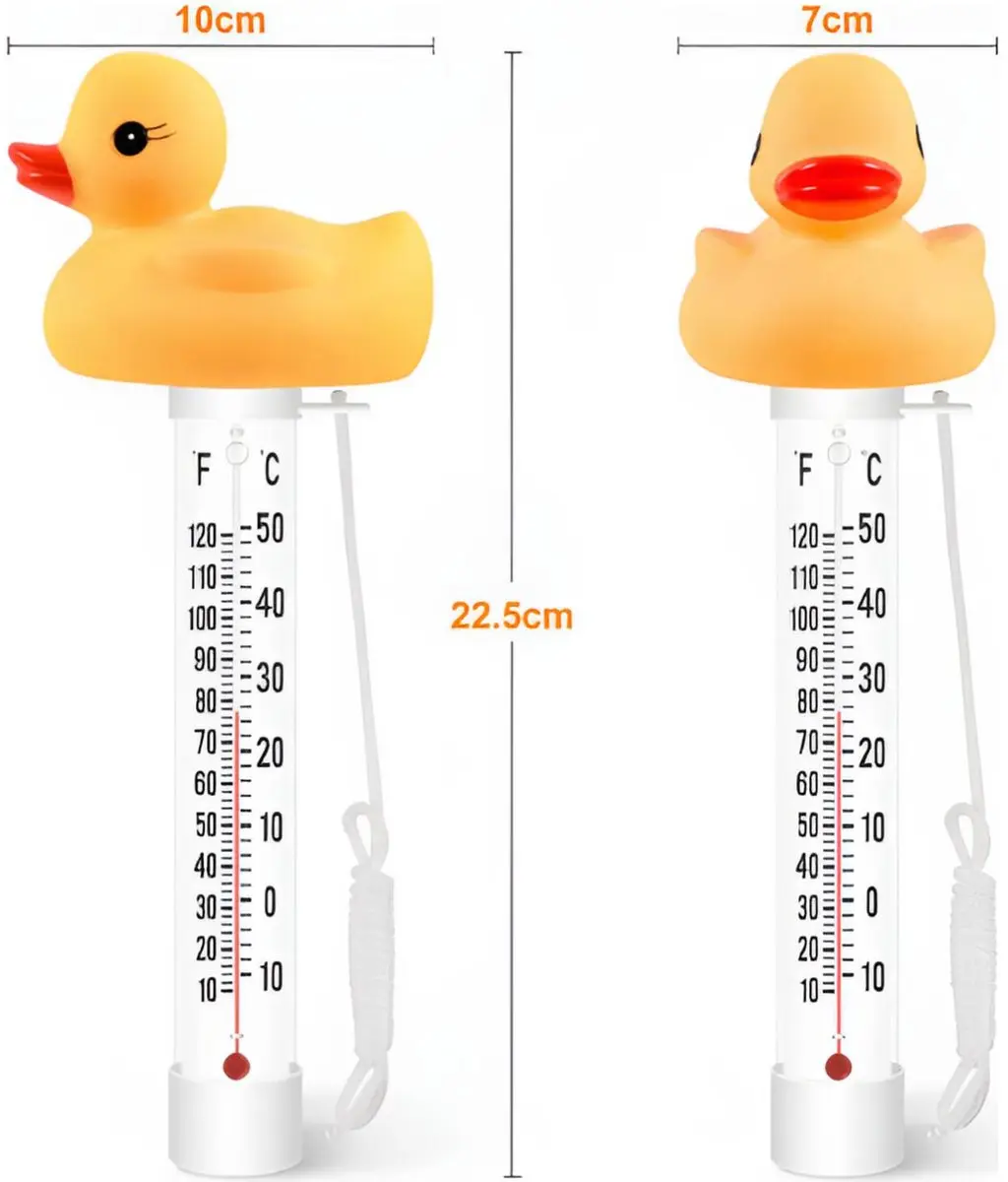 Bellatio Design Zwembadthermometer Eendje - Geel - 25 cm