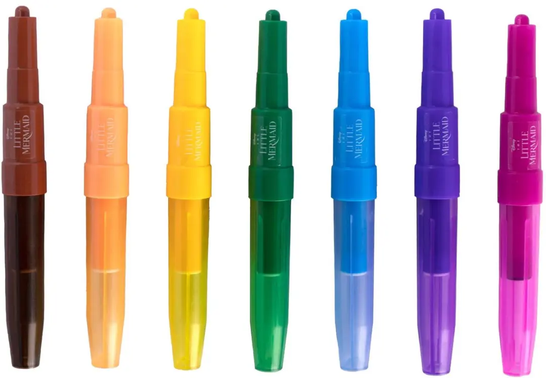 Disney Little Mermaid Spraypen Set - 7 Pennen + 6 Sjablonen - Meerkleurig