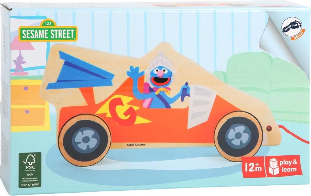 Small Foot Sesamstraat Houten Raceauto 20cm - Oranje