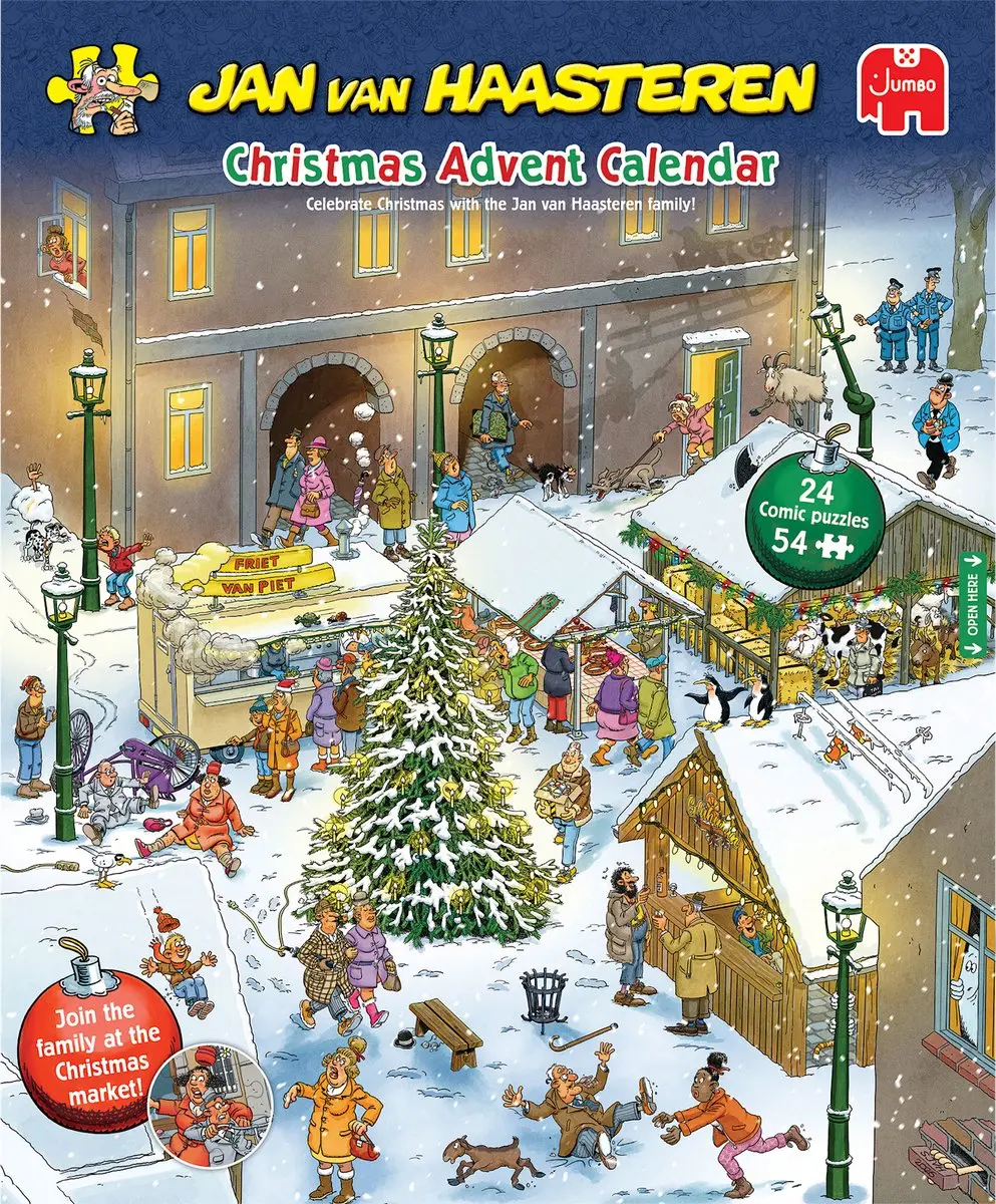 Jan van Haasteren Adventskalender 2026 - 24x54 Puzzels Meerkleurig