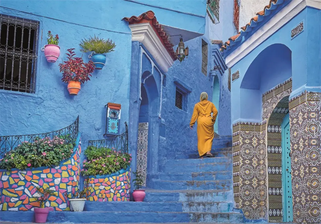 Clementoni Blue Street of Chefchaouen Legpuzzel 500 Stuks - Marokko