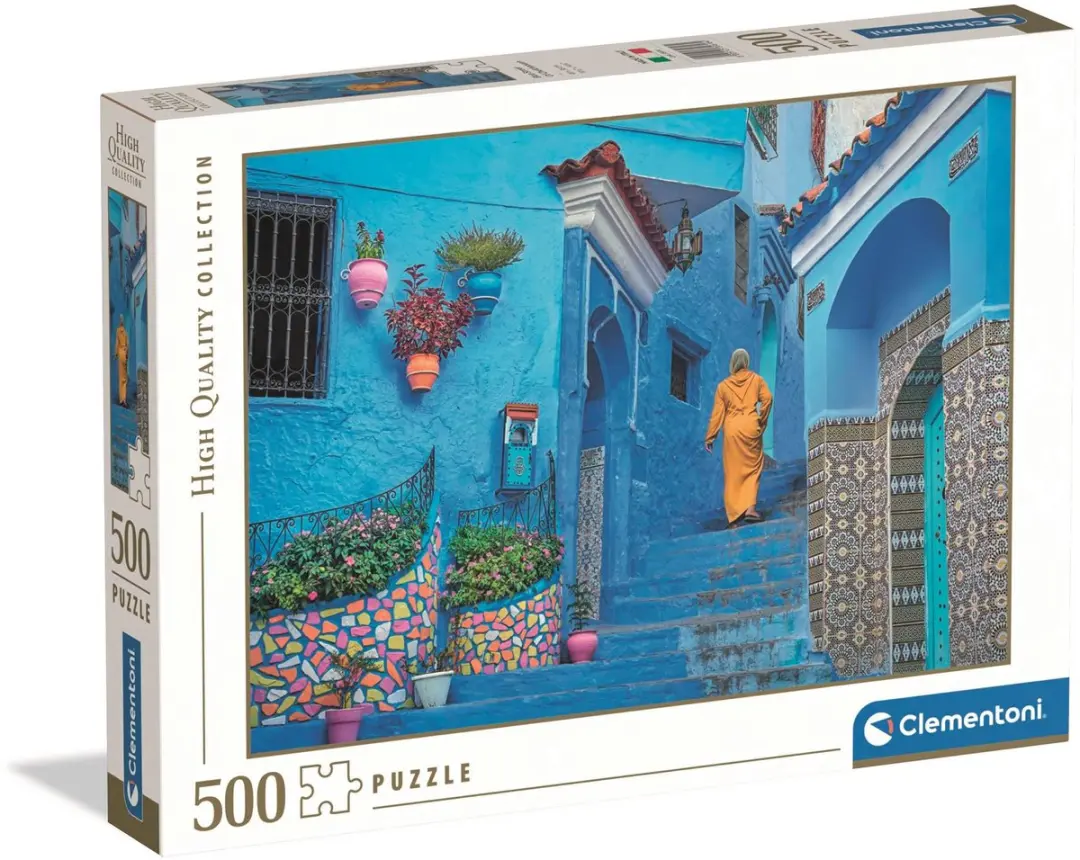 Clementoni Blue Street of Chefchaouen Legpuzzel 500 Stuks - Marokko
